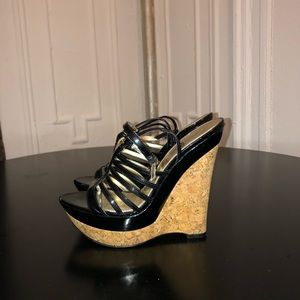 Strapped Bebe wedges